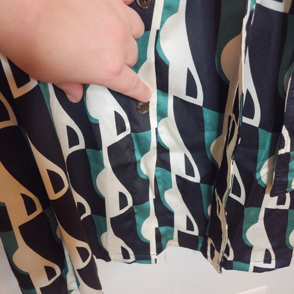 MELLODAY Geometric Black and Cream Midi Dress - Picture 7 of 15